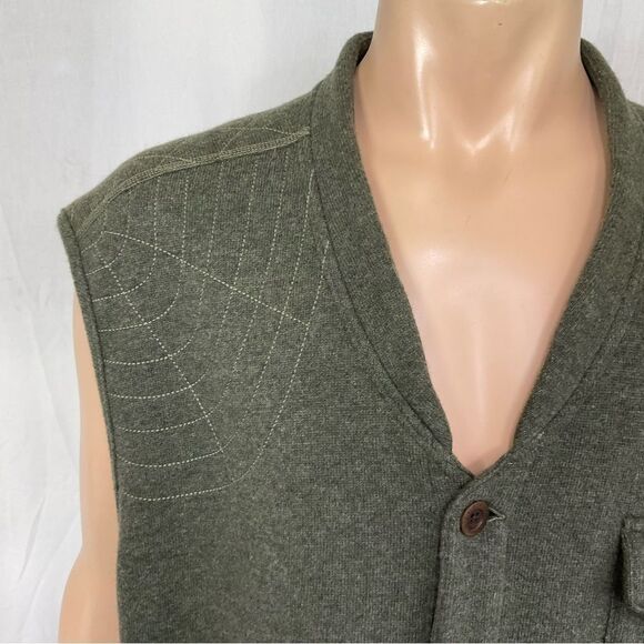 J L Powell The Spirting Life green wool blend sweater utility buttoned vest XXL - Picture 5 of 15